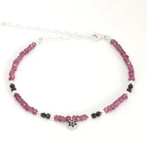 Pulsera Rodolita Espinela Circonita Negra