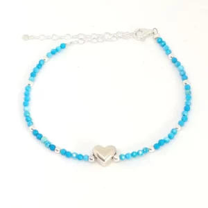 Pulsera Turquenita Corazón Plata