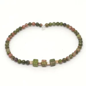 Pulsera Unakita Plata Bañada en Oro Rosa